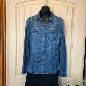 White House Black Market fitted denim shirt